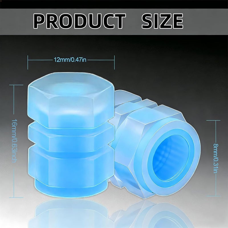 MUMUMAB 20 Pcs Glow in The Dark Tire Valve Caps Fluorescent Tire Valve Stem Caps, Cool Car Present for Universal Decoration Accessories for Car SUV Bicycle Motorcycles Trucks (Blue) - Image 2